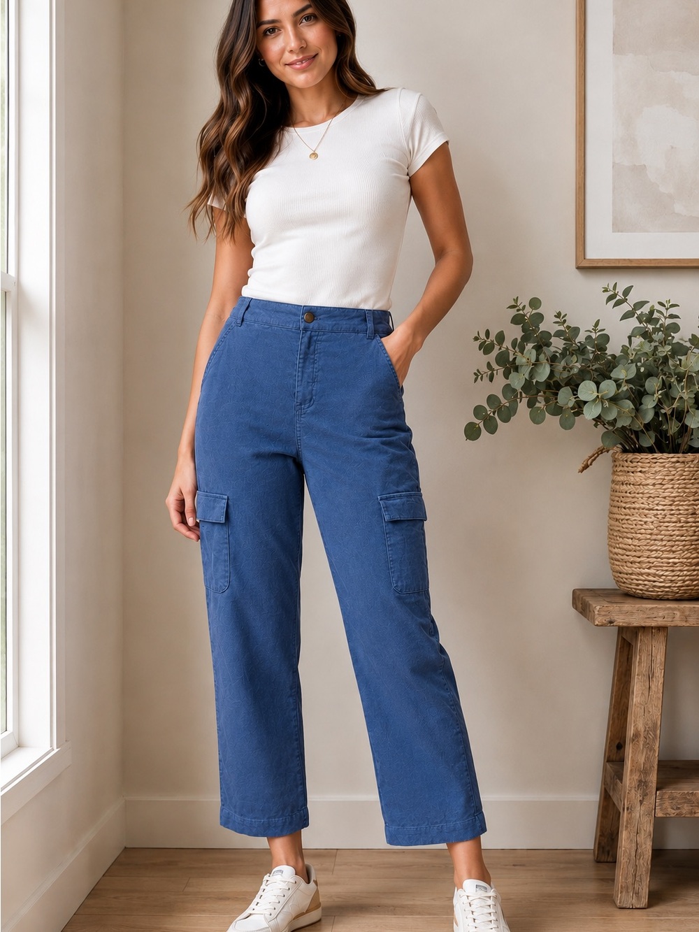 Treasure & Bond Blue Corduroy Cargo Pants Size 12 junior Cropped Utility